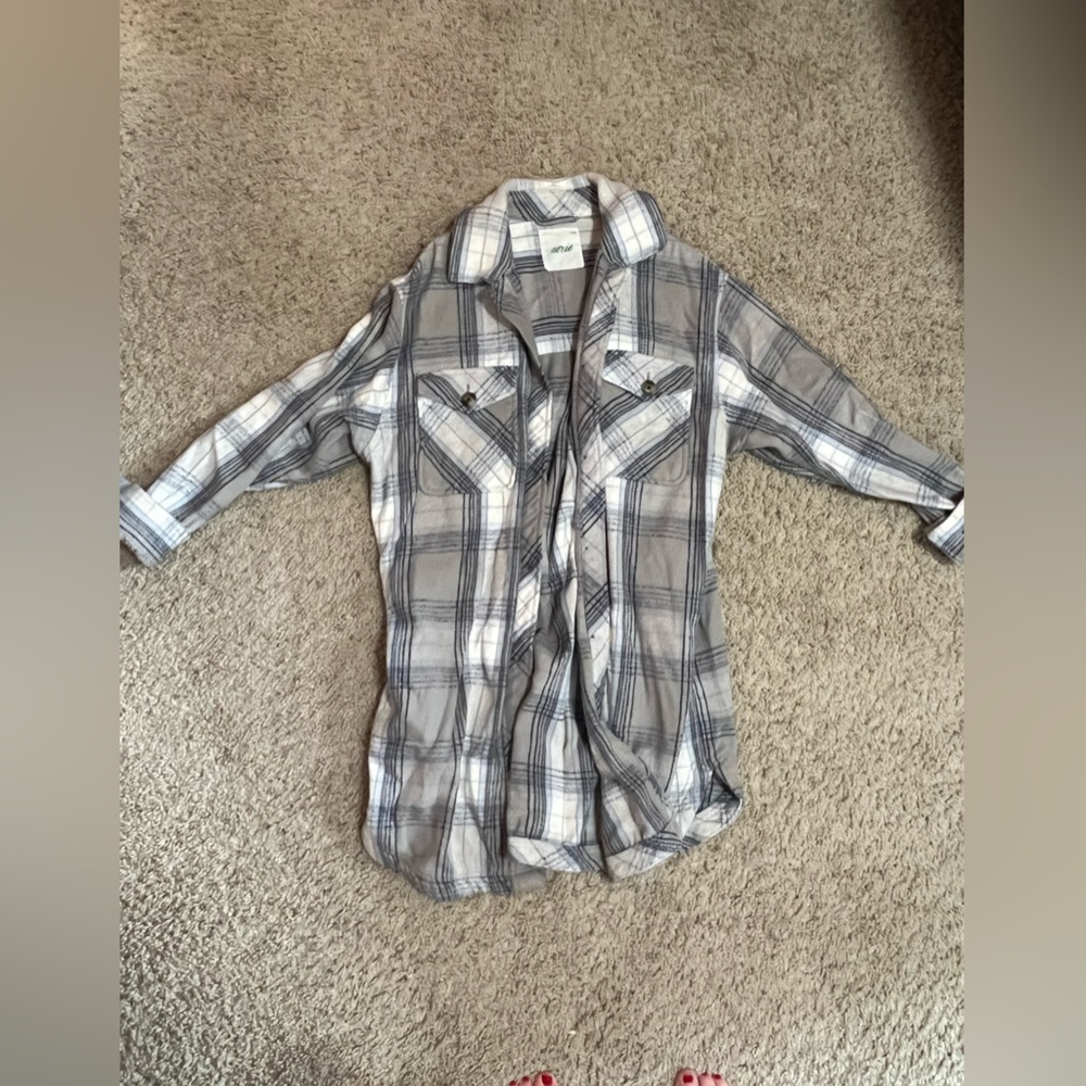 Aerie medium (oversized) blue and grey flannel jacket